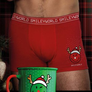 Boxer de Noël pour Homme Rouge Smile + Mug de Noël