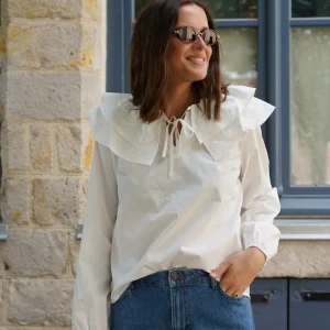 Blouse Joséphine grand col blanc