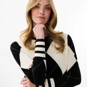 Pull à losanges bicolore en laine