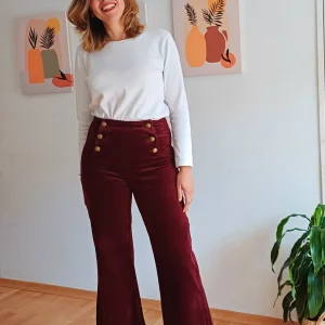 Pantalon en velours  bordeaux