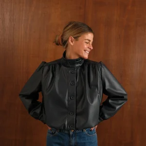 Veste Iris similicuir marine