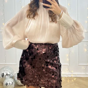 Blouse satinée WINTER GLOW - écru