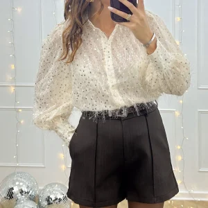 Chemise sequins ALL EYES ON YOU - écru
