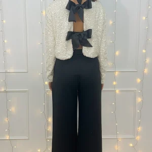 Blouse sequins et noeuds ECLAT D'HIVER - blanc