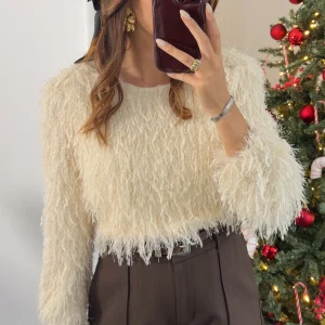 Pull froufrous VELOURS D'ETOILES - blanc