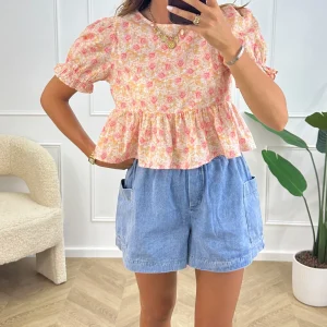 Blouse fleurie THALIAH - rose