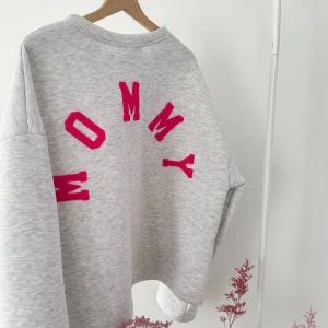 Pull sweat MOMMY - gris et rose 🇮🇹