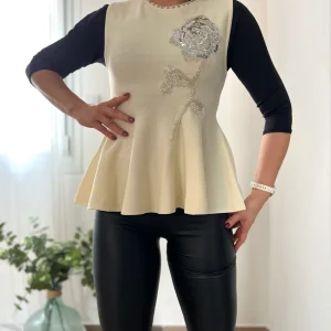LE PULL PÉPLUM BEIGE