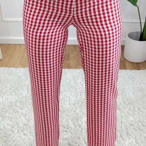 Pantalon carreaux PRUDENCE - blanc et rouge
