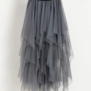 Inrosy jupe en tutu en tulle irrégulière taille élastique punk mode femme unicolore