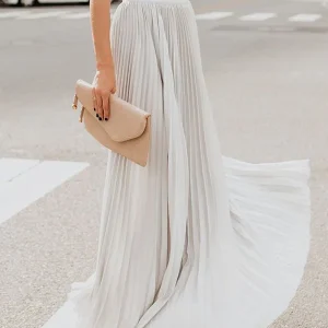 Inrosy jupe maxi longue plissé élégant femme robe