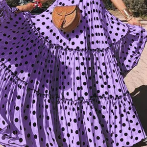 Inrosy longue jupe à pois à volantée fluide femme casual élégant