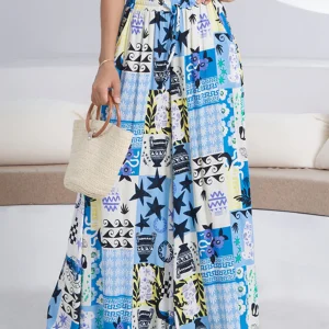 Inrosy pantalon palazzo larges jambes évasé imprimé à fleurie femme bohème décontracté lâche ample
