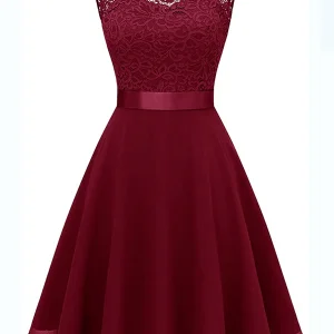 Inrosy mi-longue robe audrey hepburn 1950 trapèze dentelle fluide noeud papillon dos nu sans manches femme fete cocktail
