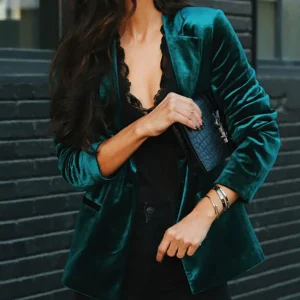 Inrosy blazer en velours col revers élégant mode femme veste