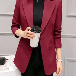 Inrosy blazer unicolore boutons col cranté manches longues élégant femme de bureau