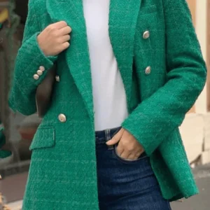Inrosy blazer carreaux veste tartan femme double boutonnage poches manches longues femme élégant mode vêtements d'extérieur