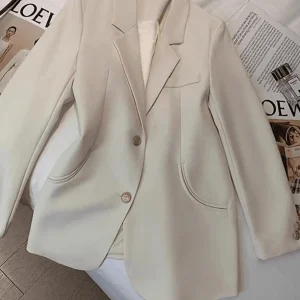 Inrosy blazer de bureau unicolore boutonnage poches manches longues femme style tailleur élégant oversized veste automne