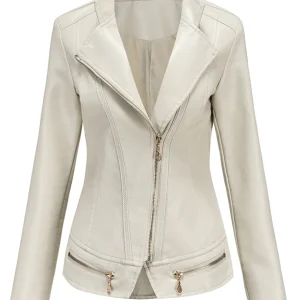 Inrosy perfecto femme cuir fermeture éclair col montant manches longues femme style boyfriend mode veste motard