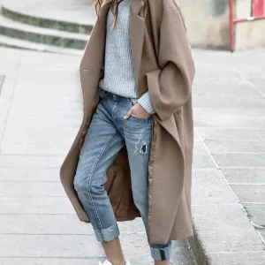 Inrosy longue manteau unicolore oversized mode femme hiver blouson