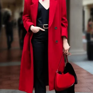 Inrosy longue manteau en laine unicolore boutonnage col revers manches longues élégant mode oversized femme veste hiver