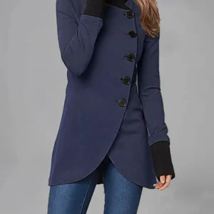 Inrosy manteau du quotidien fendu boutonnage poches col montant manches longues femme mode décontracté hiver veste