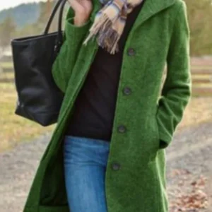 Inrosy court manteau en laine boutonnage poches col revers manches longues femme élégant vintage hiver veste