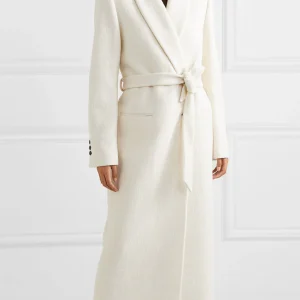 Inrosy manteau long cheville femme unicolore boutons poches ceinture col revers manches longues femme élégant mode