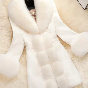 Inrosy mi-longue manteau en fausse fourrure manches longues mode femme veste