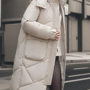 Inrosy longue manteau doudoune à capuche boutons poches fermeture éclair manches longues femme décontracté oversized hiver veste