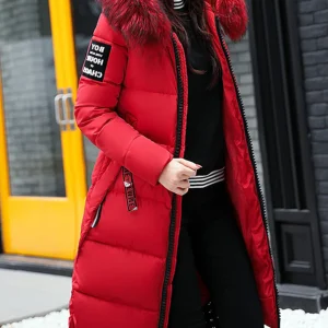 Inrosy longue manteau doudoune poches fausse fourrure col à capuche manches longues femme mode décontracté hiver veste