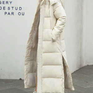 Inrosy longue manteau à capuche fendu le côté boutons poches col montant manches longues femme mode décontracté vêtements
