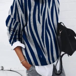Inrosy pull rayé col rond manches longues femme style boyfriend mode oversized décontracté hauts automne