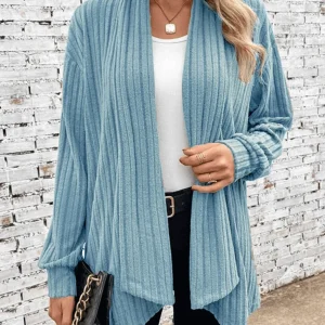 Inrosy gilet foulard irrégulière manches longues couleur unie femme élégant mode ample décontracté automne hiver cardigans