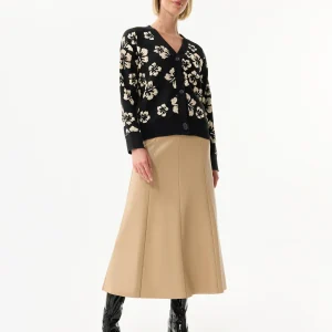 Cardigan à fleurs noir et beige