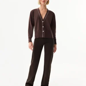 Cardigan chocolat bord lurex