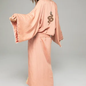 KIMONO LONG BRODERIE SERPENT NUDE