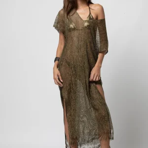 PONCHO LONG LUREX KAKI