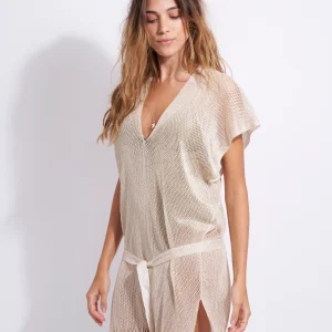 PONCHO COURT LUREX ECRU