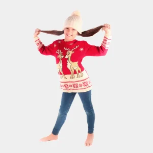 Robe de Noël pour Enfants Rouge avec Bébé Renne