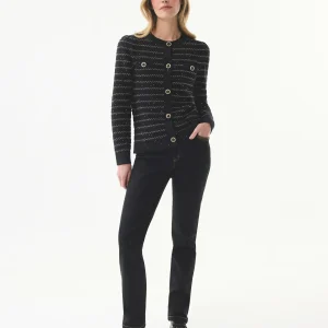 Cardigan noir à rayures dorées