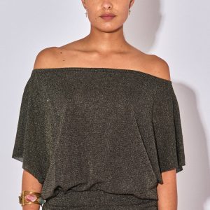TOP COL BARDOT THAIS NOIR LUREX
