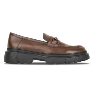 Audrey: Mocassin Femme - Cuir Marron