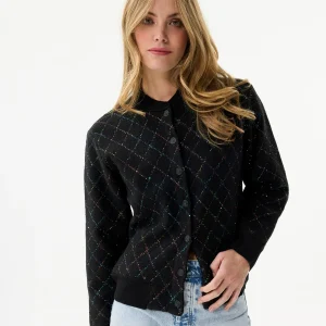 Cardigan à carreaux scintillants en laine