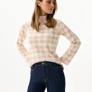 Pull à motifs losanges pastel