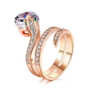 Bague Serpent Or Rose Diamant Blanc