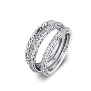 Bague Serpent Écailles Argent Sterling 925