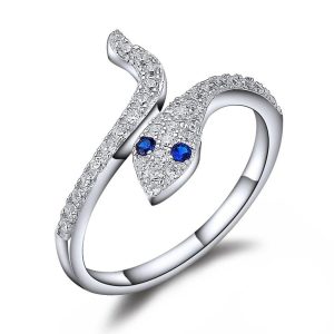 Bague Serpent Reine Bleue (Argent)