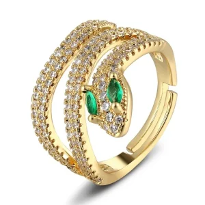 Bague Serpent Or Diamant Yeux Vert