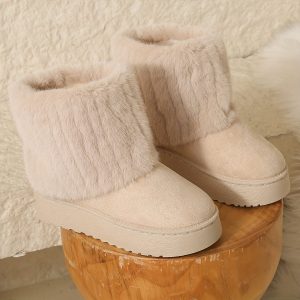 Bottines Beige Femme Fourrées Hiver - Warm Glam